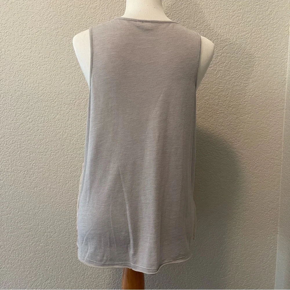E by Eloise Floral Overlay Tank Top, Gray, medium - Picture 2 of 7